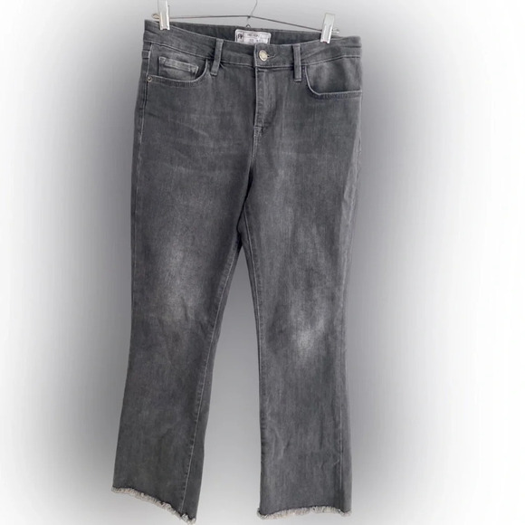 FREE People Gray High Rise Distressed  Hem Flare Bootcut Jeans Size 28 - Picture 1 of 8